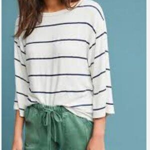Sundry Anthropologie Striped Sweatshirt Sweater Nautical East Coast Top sz 2 Med
